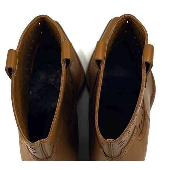 Marc Fisher Elyma Pointed Toe Western Tan Leather Booties Womens 8.5M New $199 - Picture 9 of 11